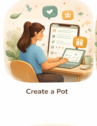 Illustration of someone setting up a WhipRound collection pot.