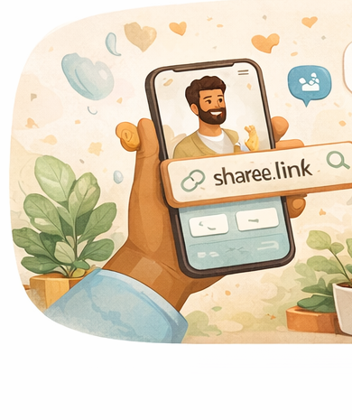 Illustration of sharing a WhipRound collection link from a phone.